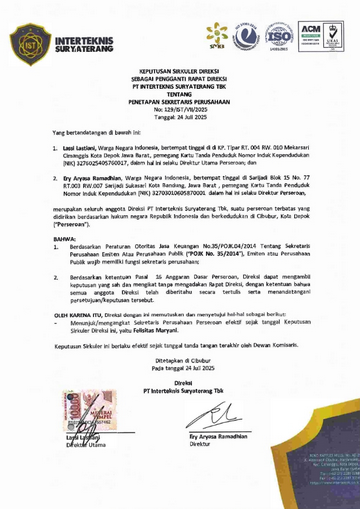 Corporate Secretary Legal Base